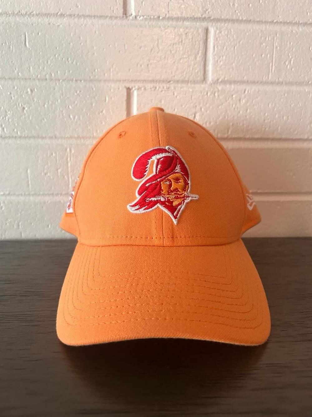 New Era Tampa Bay Buccaneers 39THIRTY Throwback Logo Hat 50 Seasons Side Patch